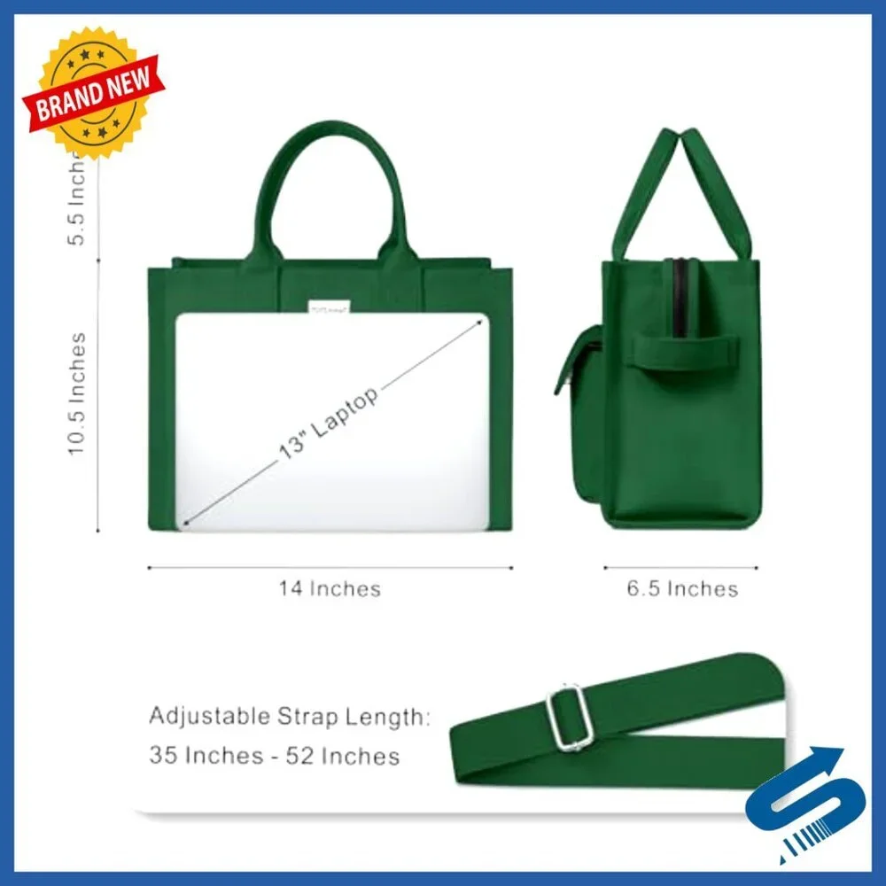 Heavy-Duty Canvas Tote Bag Adjustable Crossbody Shoulder Handbag 9 Pockets